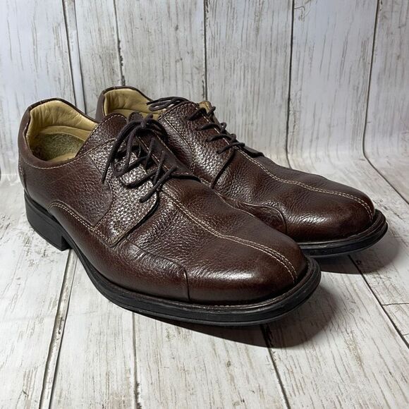 Studio Belvedere Men’s Brown Oxford Bay Bridge Pebbled Leather Shoes size 10 - Picture 1 of 8